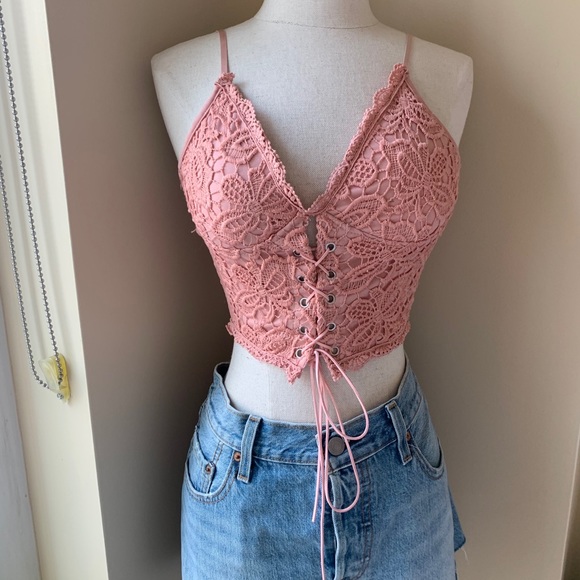 pink corset crop top